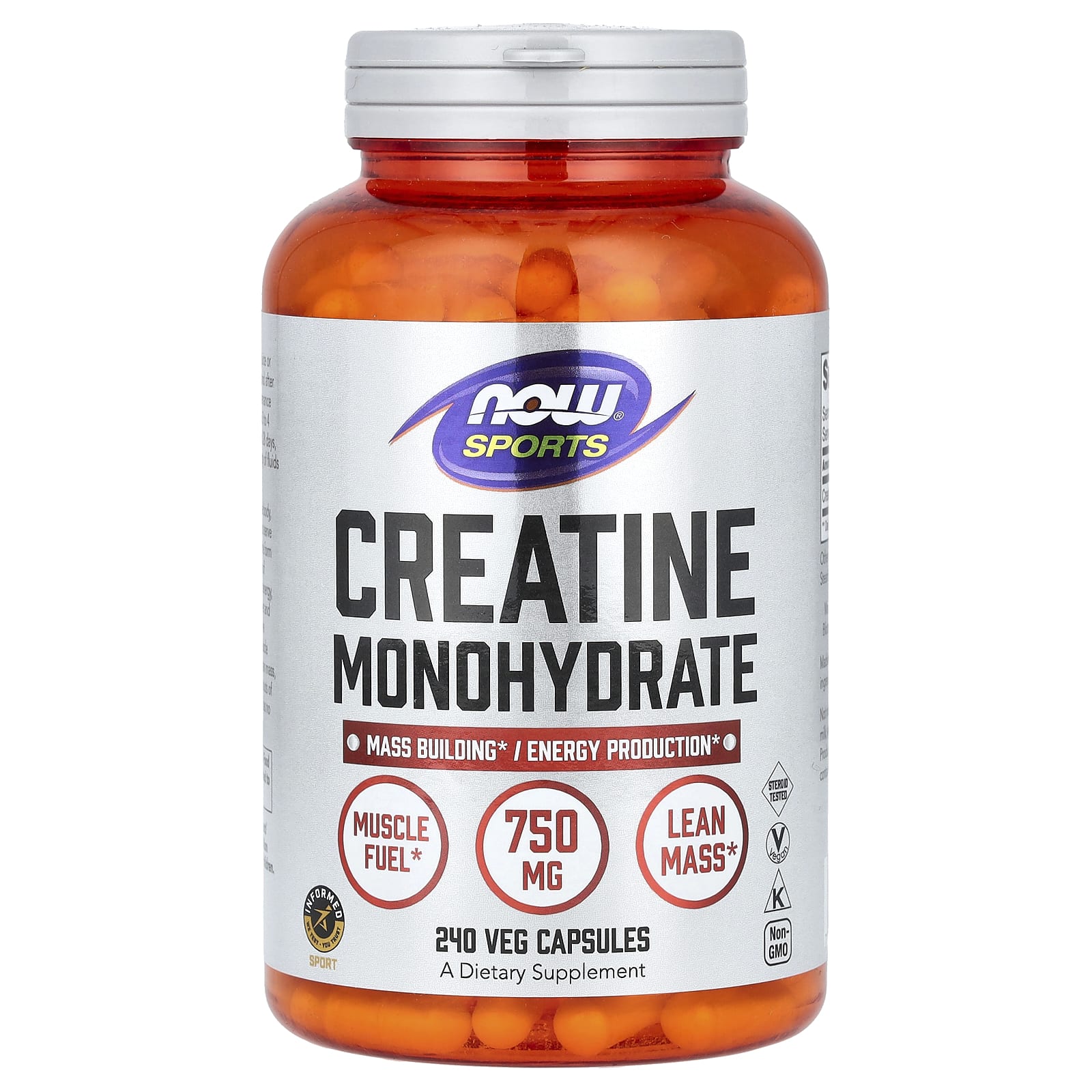 NOW Foods Sports — Creatine 750mg Veg Capsules 240ct